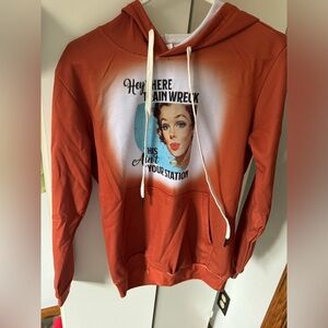 Burnt orange, homemade sweatshirt, one of a kind brand new never worn size small
